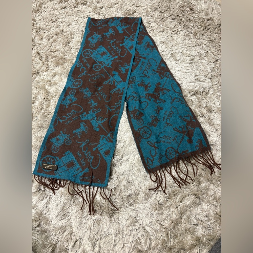 Coach Teal wool and cashmere  Scarf